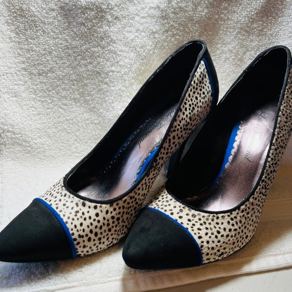 LuLu Townsend Heels-Animal Pring Pump-4" heels-blue stripe-8.5 Medium - Picture 8 of 13